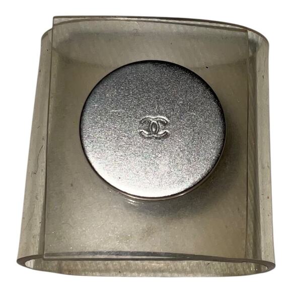 Chanel Scarf Ring Clear Plastic With Silver tone hardware - Picture 3 of 11